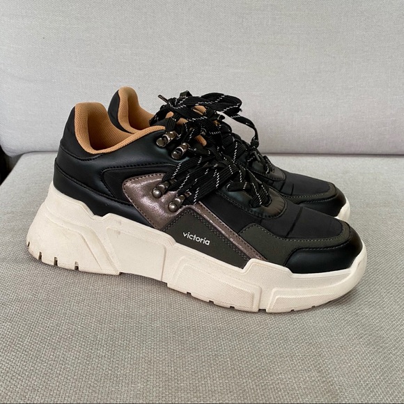 chunky black platform sneakers